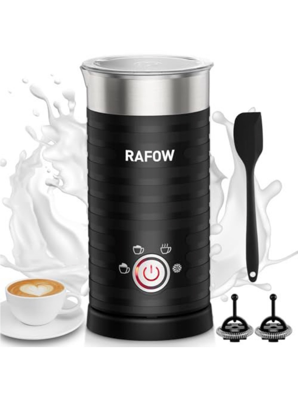 Black Electric Milk Frother and Heater